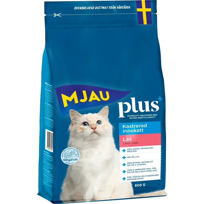 Torrfoder Plus Kastrerad Innekatt Lax 800g Mjau Handla Mat Online