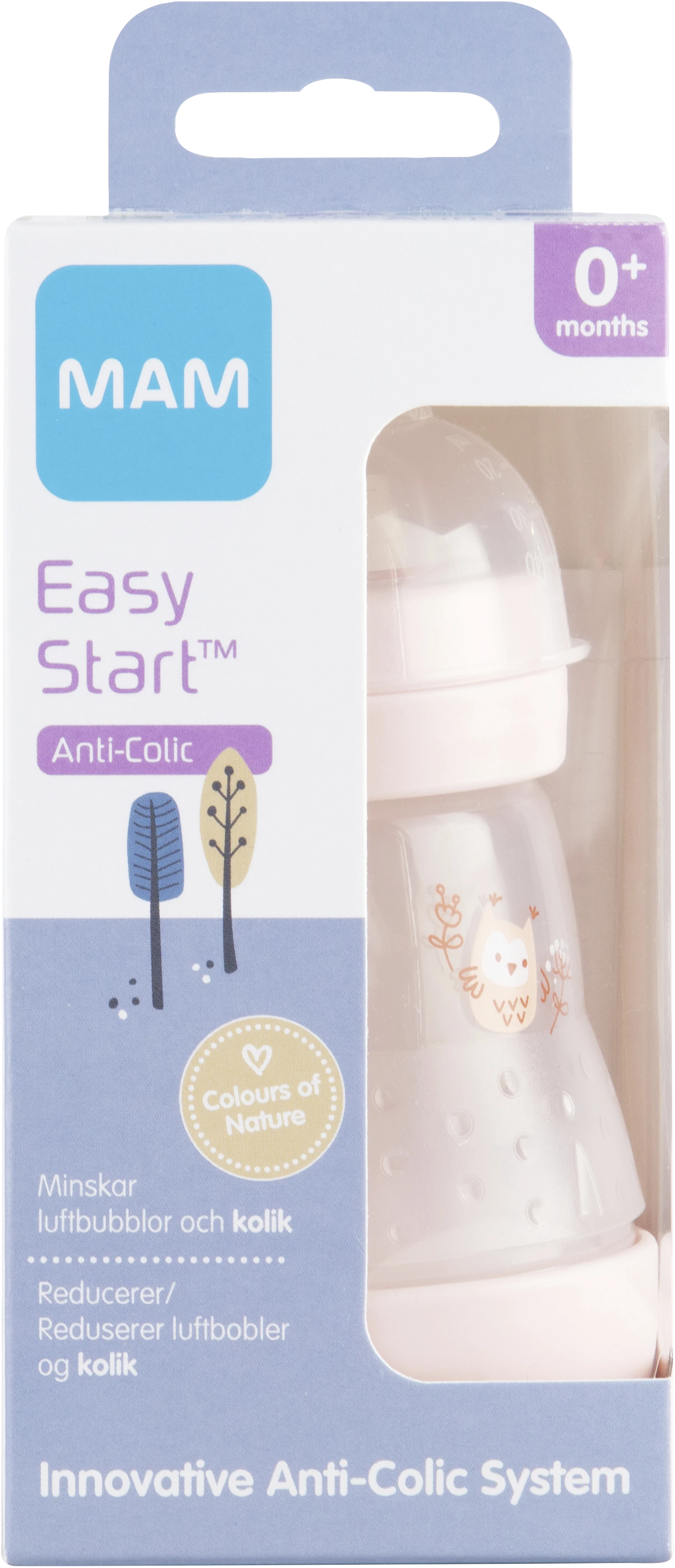 MAM Easy Start Anti Colic nappflaska 0 mån 160 ml Rosa Apotek Hjärtat