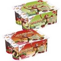 Illustration av Frukt, -safariyoghurt 6-pack