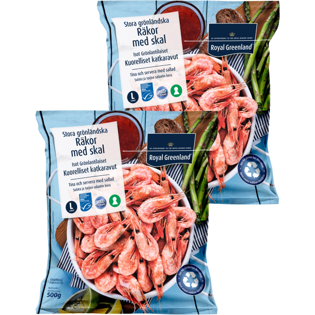 Illustration av Frysta räkor med skal