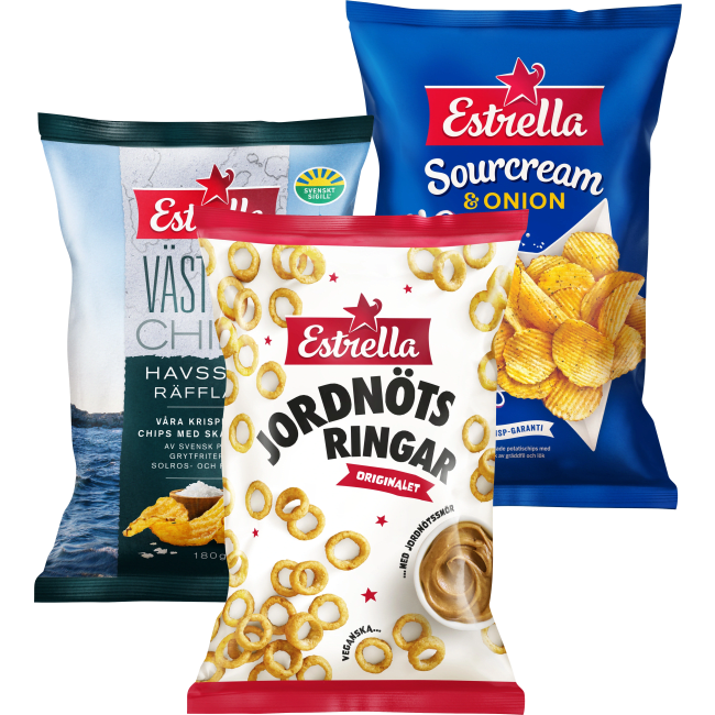 Illustration av Chips, Västkustchips, Ringar och Bågar