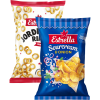 Illustration av Chips, Jordnötsringar, Ostbågar