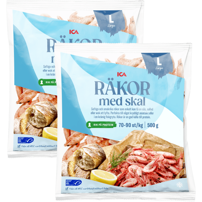 Illustration av Räkor med skal 70/90