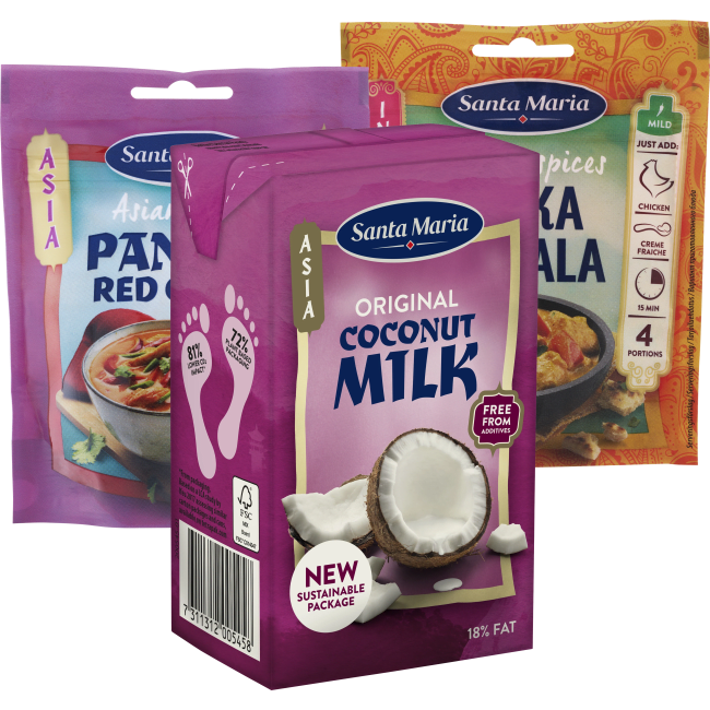 Illustration av Kokosmjölk, Asiatiska/Indiska kryddmixer