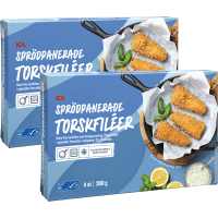 Illustration av Sprödpanerade torskfiléer