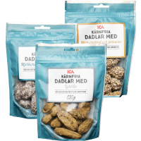 Illustration av Smaksatta dadlar i påse