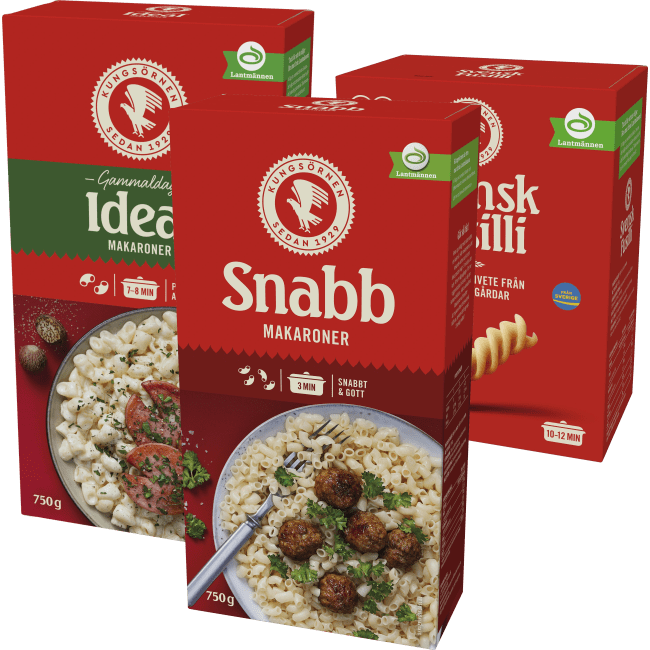 Illustration av Makaroner, Svenska pastaformer