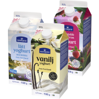 Illustration av Mild Lättyoghurt 0,5%, vanilj, jordgubb