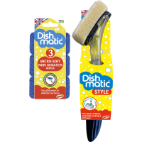 Illustration av Dishmatic diskborste + 3-pack refill