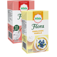 Illustration av Vispgrädde 24% & Vaniljvisp 12%