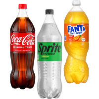 Illustration av Cola/Fanta/Sprite köp 3 betala för 2!
