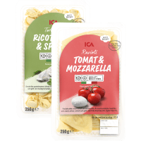 Illustration av Ravioli Tomat/Mozzarella och Tortelloni Ricotta/Spenat