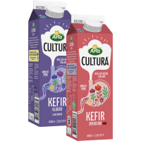 Illustration av Cultura® Kefir jordgubb & blåbär
