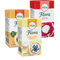 Illustration av Matlagnings produkter Flora ( Gäller även Vaniljvisp )