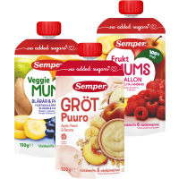 Illustration av Barnmat klämpåsar