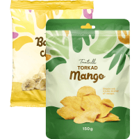 Illustration av Torkad mango/bananchips