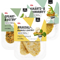 Illustration av broccoli, kikärts,spenatbiffar