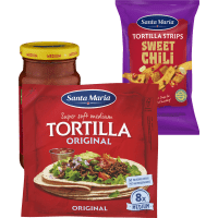 Illustration av Tortillabröd, Tacosås, Chips