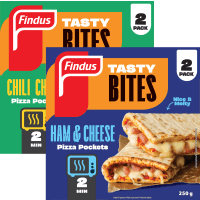 Illustration av Pizza pockets Ham & Cheese / Chili Cheese