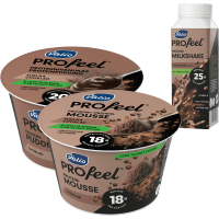 Illustration av Maxiklipp Mousse, Pudding, Shake Choklad