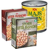 Illustration av Champinjoner, Majskorn och Vita bönor