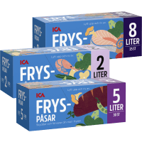 Illustration av Fryspåsar 1,2,3,5 & 8 liters