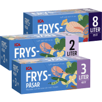 Illustration av Fryspåsar 1,2,3,5 & 8 liter