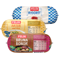 Illustration av Bruna bönor, risgröt, ärter med fläsk