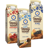 Illustration av Vaniljyoghurt 2,5% Flera olika smaker