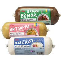 Illustration av Bruna bönor, risgröt, ärter med fläsk