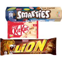 Illustration av Stycksaker Kit-Kat, Lion, Smarties
