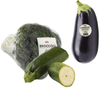 Illustration av Broccoli, zucchini, aubergin