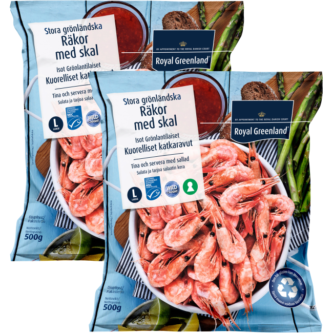 Illustration av Räkor med skal 70/90