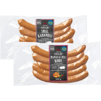 Illustration av Grillkorv Mango & Chili Extra Fin 78% Kötthalt