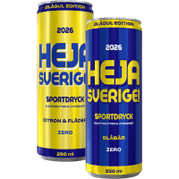 Illustration av Heja Sverige Sportdryck Blåbär, Fläder & Citron