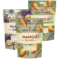 Illustration av Torkad mango, passionsfrukt