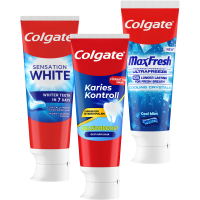 Illustration av V15 Tandkräm Colgate (6 varianter)