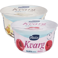 Illustration av LF Kvarg Hallon/vanilj