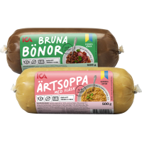 Illustration av Risgrynsgröt, Ärtsoppa, Bruna bönor