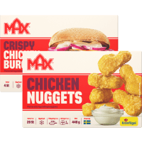 Illustration av Kycklingburgare, Nuggets, Wings