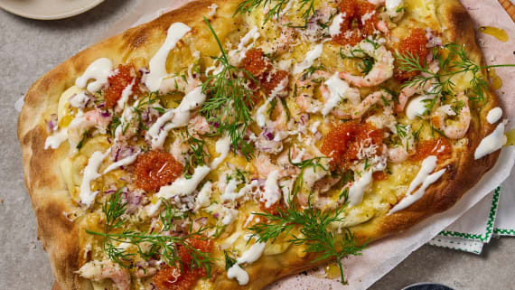 Pinsa med räkor