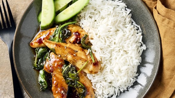 Chicken teriyaki med gurka