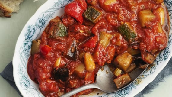 Caponata med aubergine och paprika