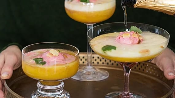 Bellinifloat med persika och hallon