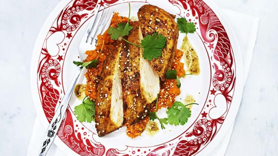 Marockansk kyckling med sötpotatiskross