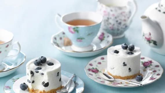 Earl Grey och blåbärs-cheesecake