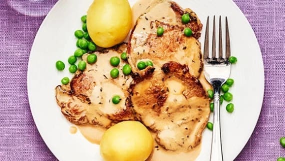 Tunn kotlett med gräddsås