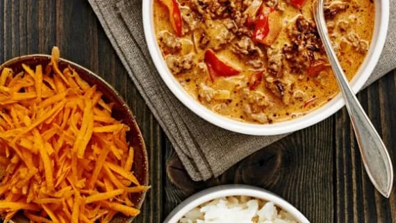 Krämig köttfärsgryta med paprika