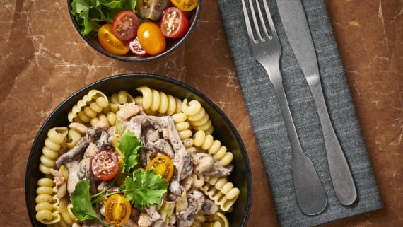 Pasta med bön- och svampsås