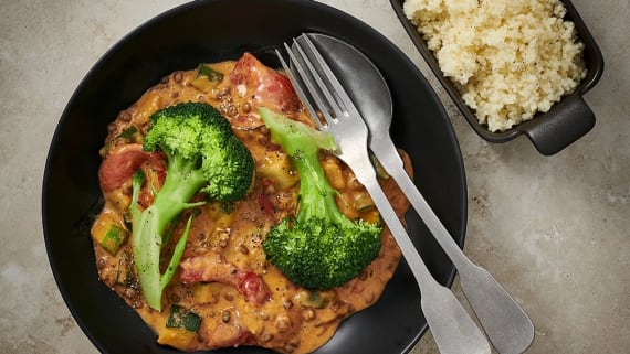 Lins- och zucchinigryta med paprika